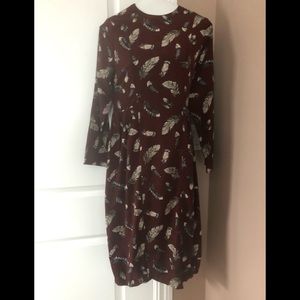 Modaliani Bubble Bottom Feather Print Dress